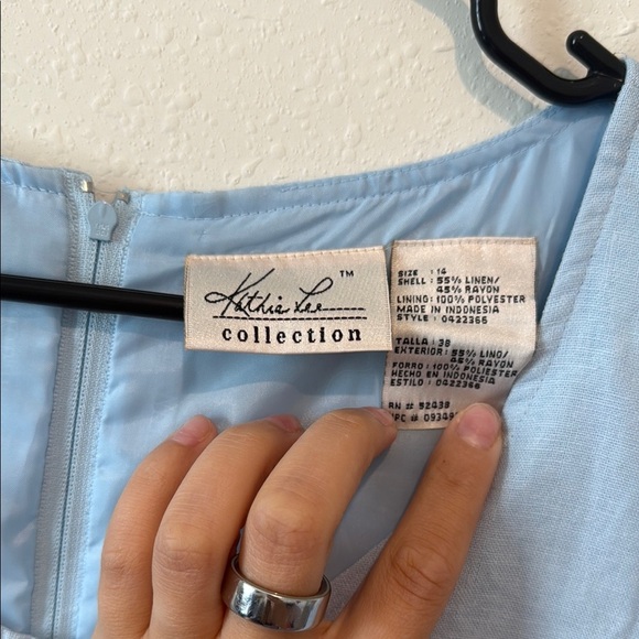 Kathie Lee Collection Blue linen vintage Midi Dress Sleeveless - Picture 3 of 3